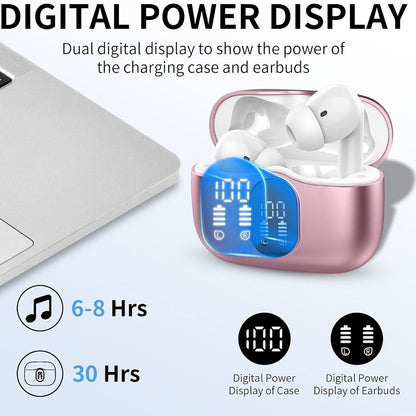Wireless Earbuds Bluetooth 5.3 with ENC Mic, 36-Hour Playback, LED Case and IPX4 Protection