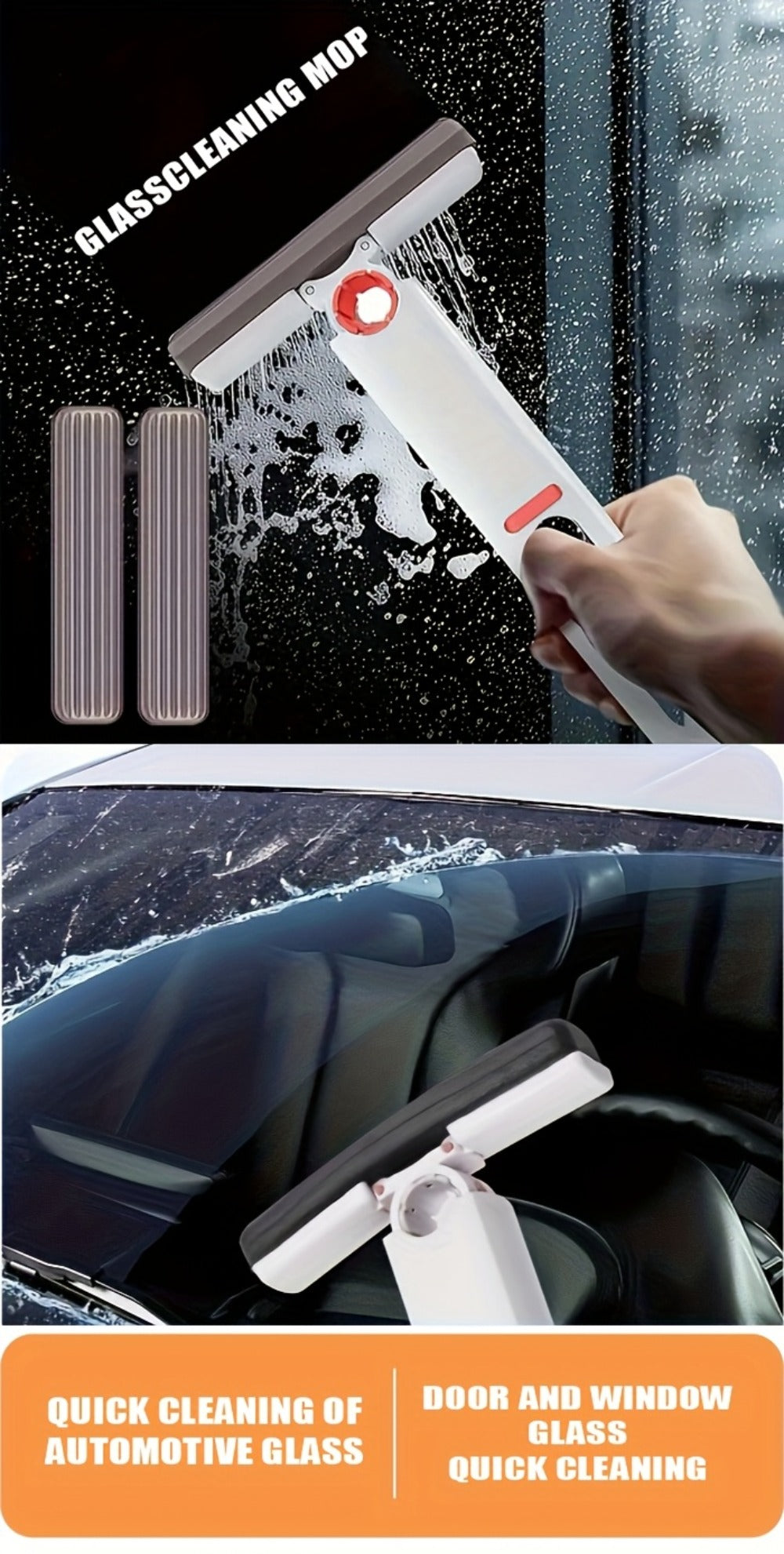 Mini Sponge Mop with Adjustable Handle & 4 Reusable Heads – Self-Squeezing Portable Cleaning Mop for Bathroom, Kitchen, Car & Window