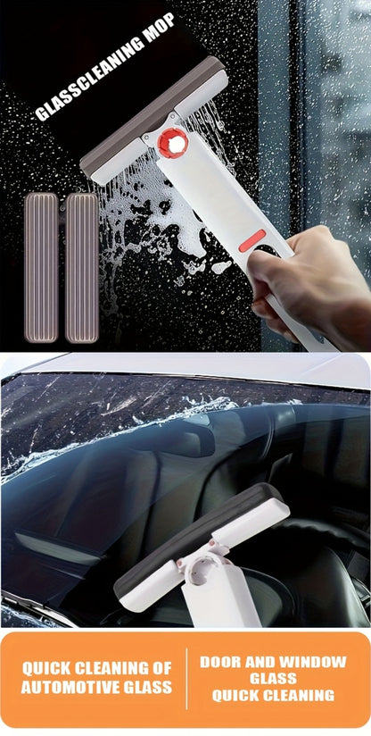 Mini Sponge Mop with Adjustable Handle & 4 Reusable Heads – Self-Squeezing Portable Cleaning Mop for Bathroom, Kitchen, Car & Window