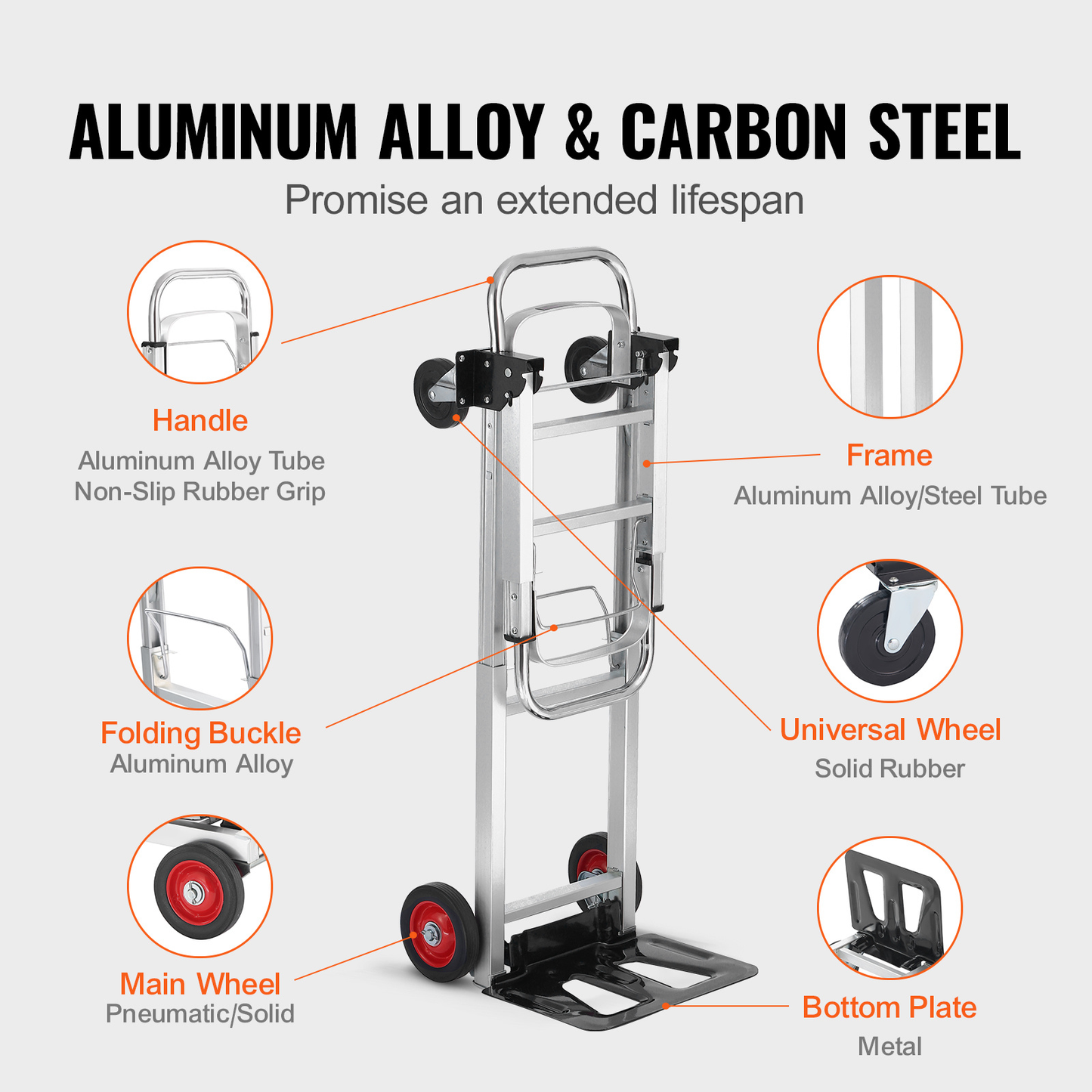 Convertible Folding Hand Truck and Platform Cart with 400 lb Platform and 250 lb Upright Load Labels
