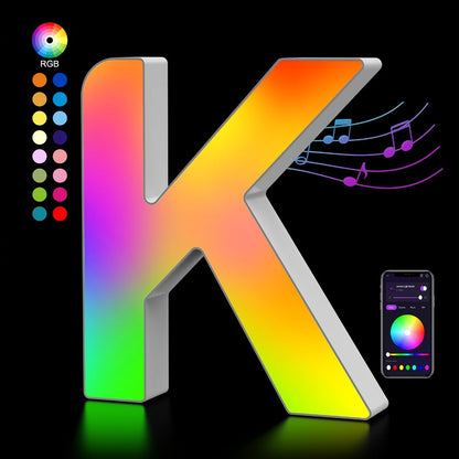 RGB LED Letter and Number Light with 38 Checkout Shapes, USB Power, App Control and Music Sync