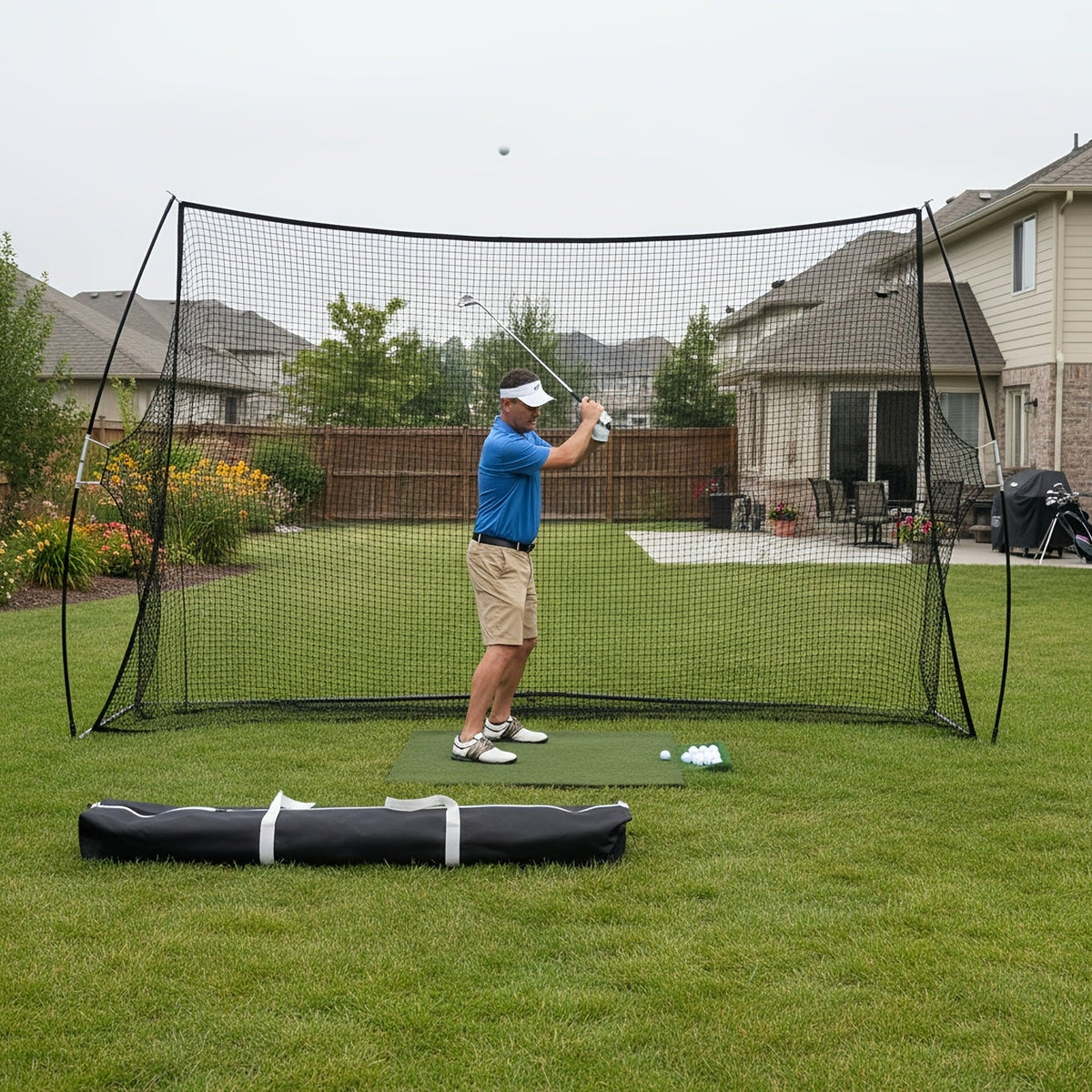 Golf Practice Net with Target & Swing Guide - 7x10 FT & 7x7 FT Driving Range Training Net, Easy Assembly, Indoor Outdoor Use, Professional Golf Training Aid for Backyard Home