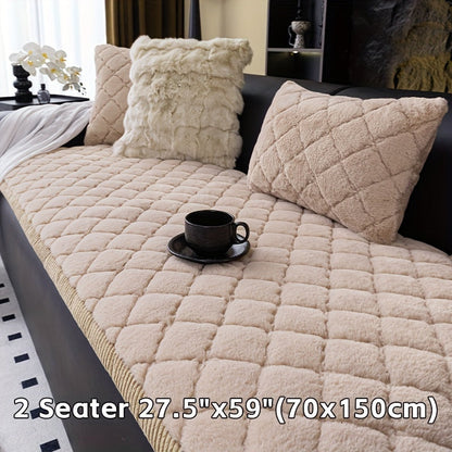 Sofa Cover Plush-Texture Cushion Panels in Pillowcase and 1, 2, 3 or 4-Seat Dimensions in Four Colors