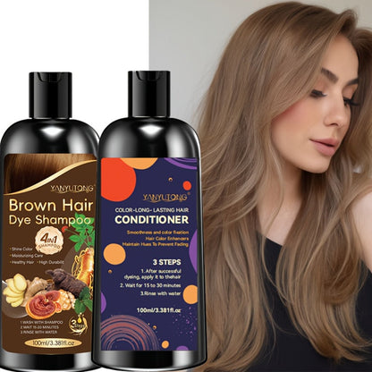 Hair Color Shampoo, YANYUTONG 4-in-1 Color Shampoo and Conditioner Pair in Three Color Options