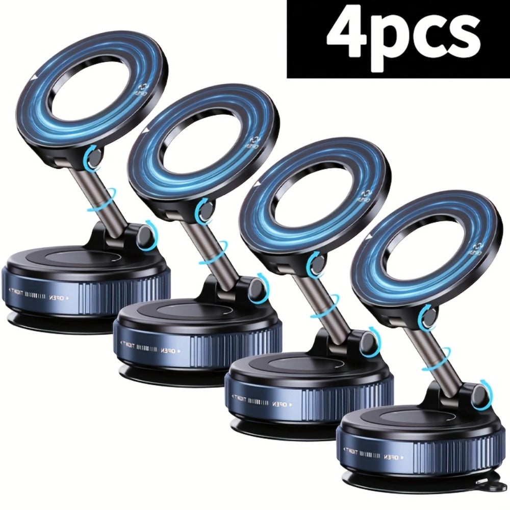 360° Rotating Magnetic Phone Holder 4-Pack – Foldable & Extendable Universal Wall Mount for Car, Bathroom, Gym & Mirror | Compatible with iPhone 16 / 15 / 12 | Black ABS