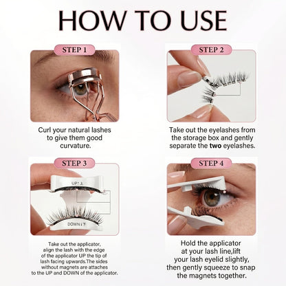 INMASIT Magnetic False Eyelashes Set with Round Storage Case and Applicator in Black or Pink