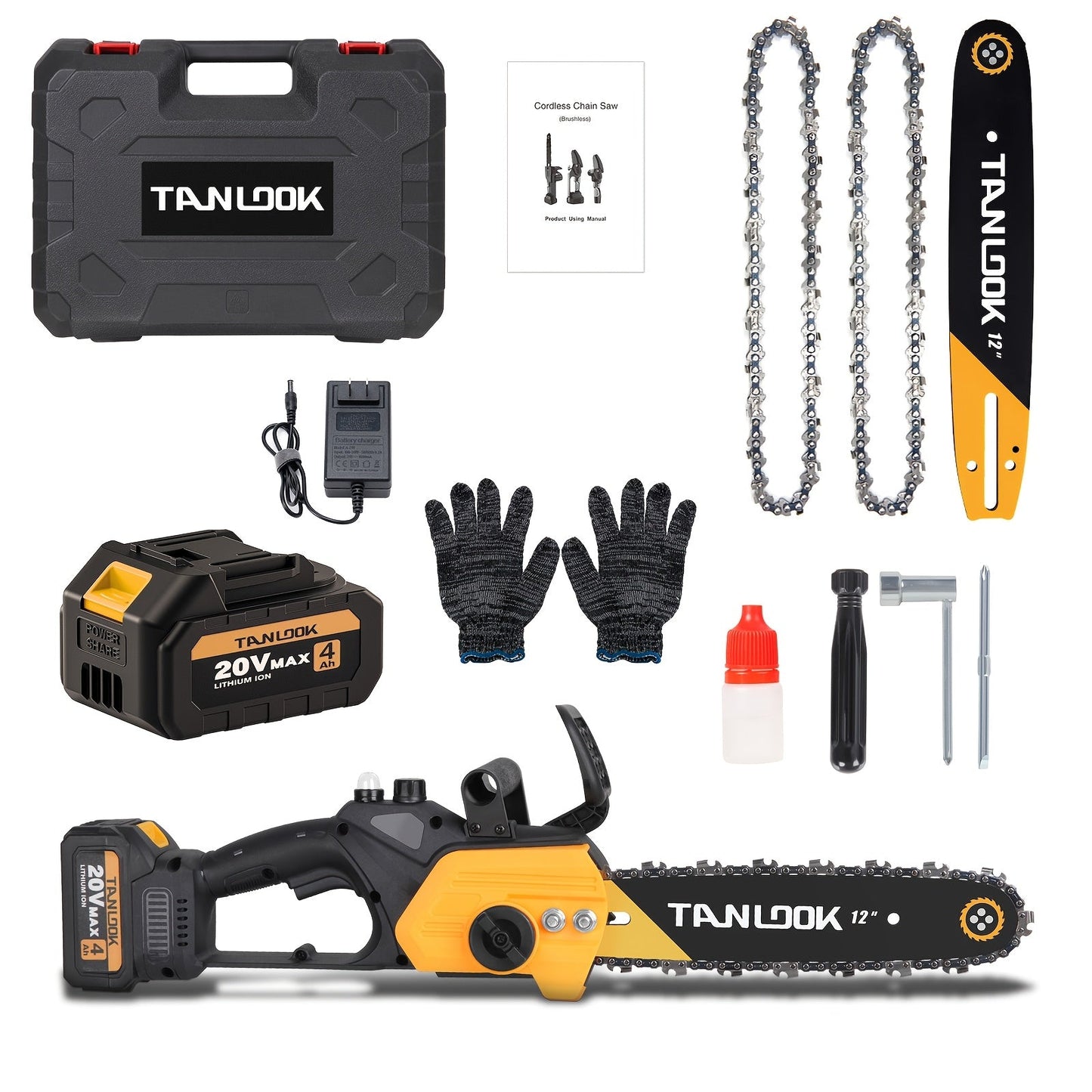 Cordless Electric Chainsaw – Battery Powered, Portable Chain Saw for Tree Pruning, Wood Cutting, Garden & Yard