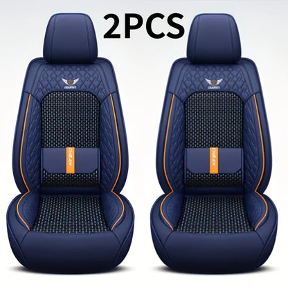 Car Seat Covers 3D Diamond-Embroidered Faux Leather with Two-Front or Five-Seat Set Options