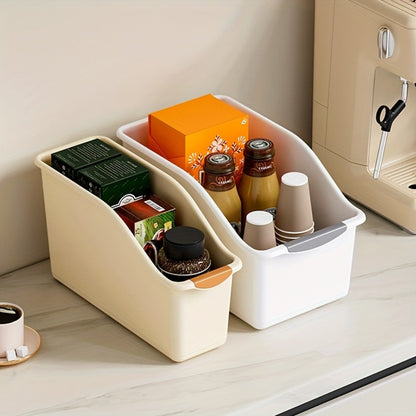 Two-Piece Open-Top Plastic Storage Bin Set with Curved Fronts and Random Color Selection for Cabinets