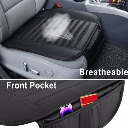 Car Seat Pads 2pcs Front – Non-Slip Rubber Base, Breathable Backless Design, Universal Fit All-Season Comfort Cushion, Black Beige Grey Car Interior Seat Cover Pad Set