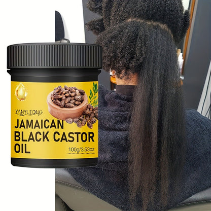 Hair Oil YANYUTONG Jamaican Black Castor 100g Yellow-Label Jar with Black Screw Lid for Hair and Scalp Application