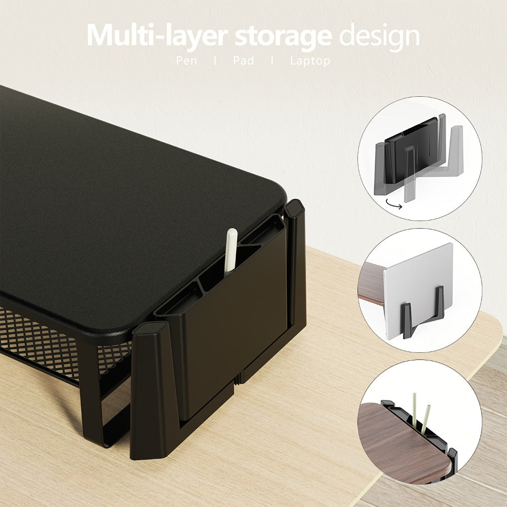 Monitor Stand Organizer with Headset Holder Phone Stand & Game Controller Holder, Versatile Desktop Riser for Computer Monitor Laptop