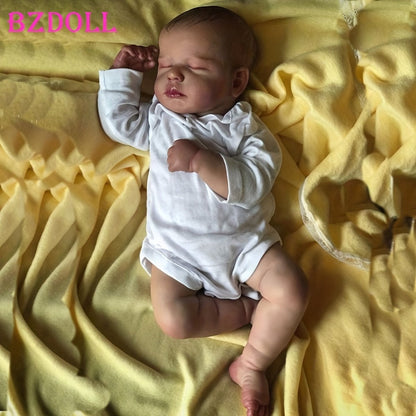 Sleeping 20-Inch Baby Doll with Cloth Body, White Long-Sleeve Outfit and 50 cm Size Label for Display