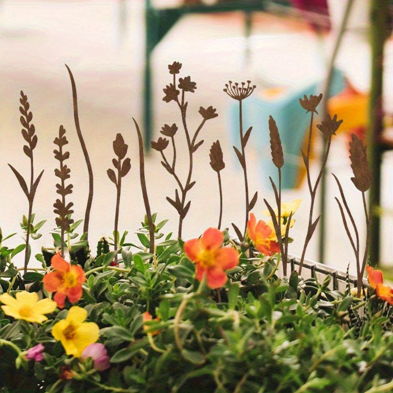 Metal Flower Stems | Rusty Wild Bouquet Vase Outdoor Garden Decor