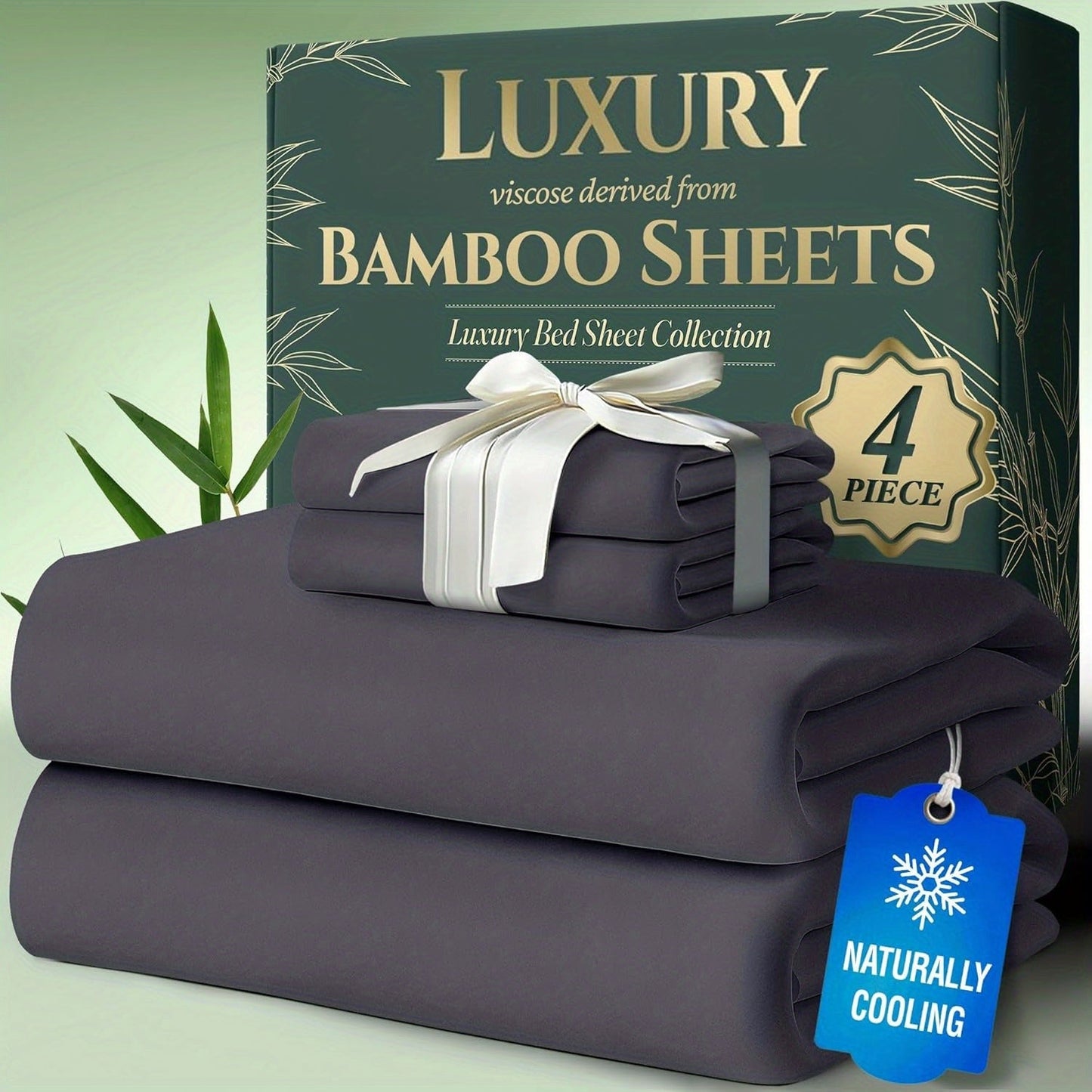 Bed Sheet Set Bamboo-Derived Fabric with Four Bed Sizes, Documented Sheet Dimensions and Thirteen Colors