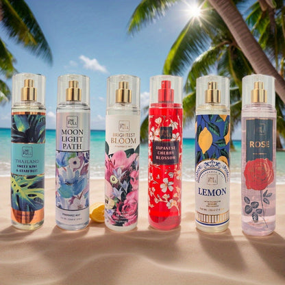 Body Mist Perfume Spray 8oz – 12 Scents Floral Hair & Body Fragrance for Women, Rose, Cherry Blossom, Beach, Long-Lasting Light Scent, Unisex Daily Wear Gift