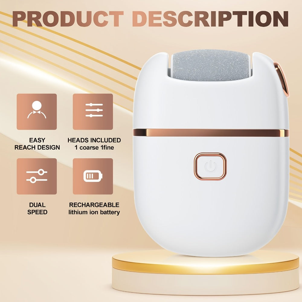 Rechargeable Electric Callus Remover with Three Replacement Heads, Two Speeds and USB Charging