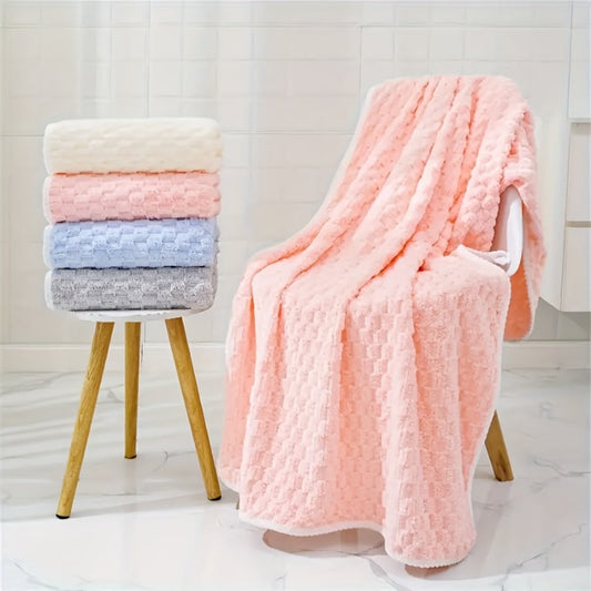 Bath Towels Set 4 or 8 Piece Microfiber Waffle Weave Collection in Gray, Pink, Blue and Beige