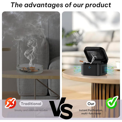 Smokeless Ashtray with HEPA Filter – USB Rechargeable Indoor Ashtray for Home Office Car, 4 Filters Included, Gifts for Him Her