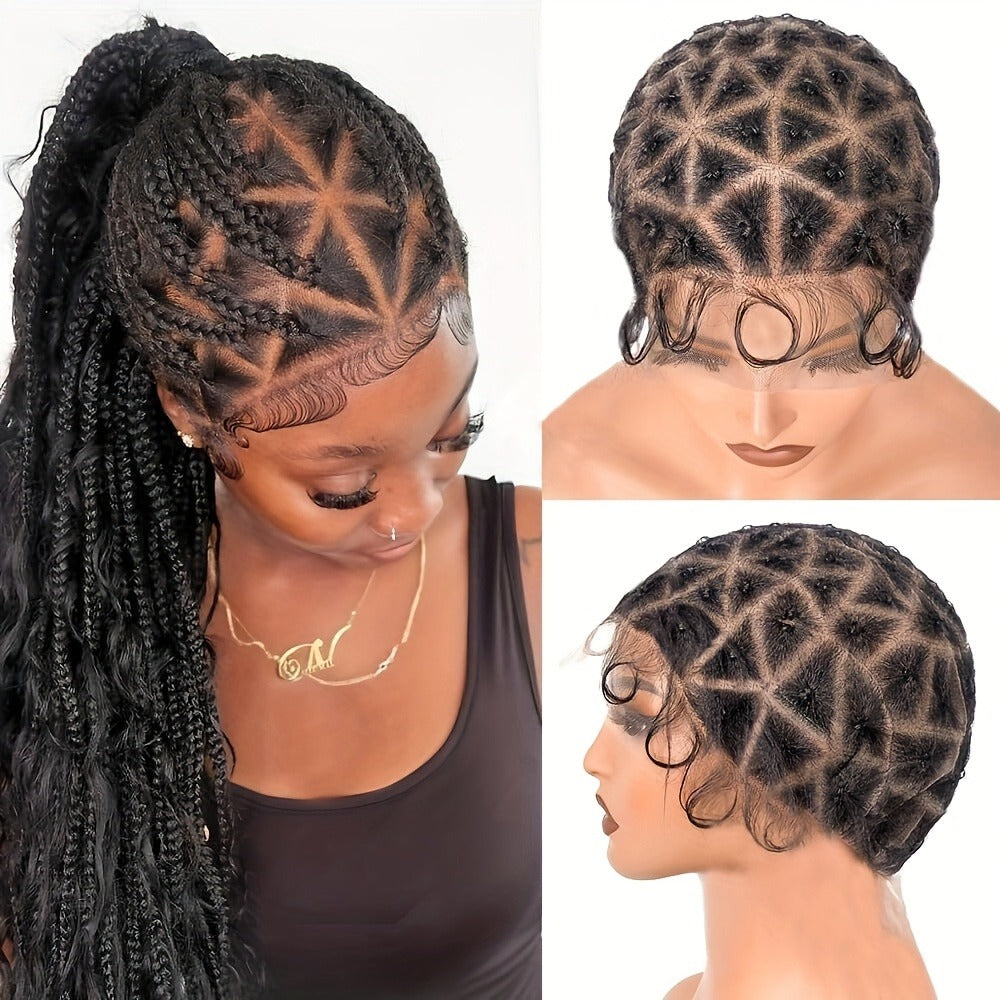 Pre-Sectioned Crochet Wig Cap with 45 to 122 Braided Sections in Natural Black or 613 Color Options