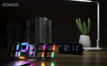 9.7-Inch RGB LED Wall and Desk Clock with Remote, Alarm, Date, Temperature and USB Power Cable