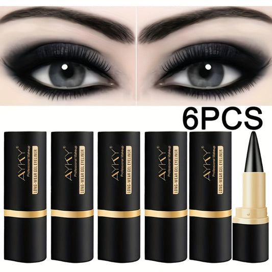 Matte Black Eyeliner Pen Set 6-Pack Waterproof Anti-Smudge Long-Lasting Cream Formula Precise Eye Liner Beginner Friendly for Women Teens Daily Wear Events