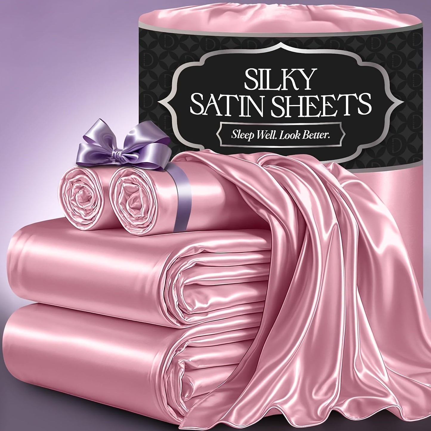 Bed Sheet Set 4-Piece Microfiber Satin Weave with 40–44 cm Pocket, Four Sizes and Seven Colors