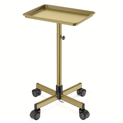6-Color Premium Aluminum Salon Rolling Tray on Wheels — Adjustable Height Hairdresser Cart, Tattoo Tray, Spa Service Trolley for Nail Tech, Barber & Beauty Studio