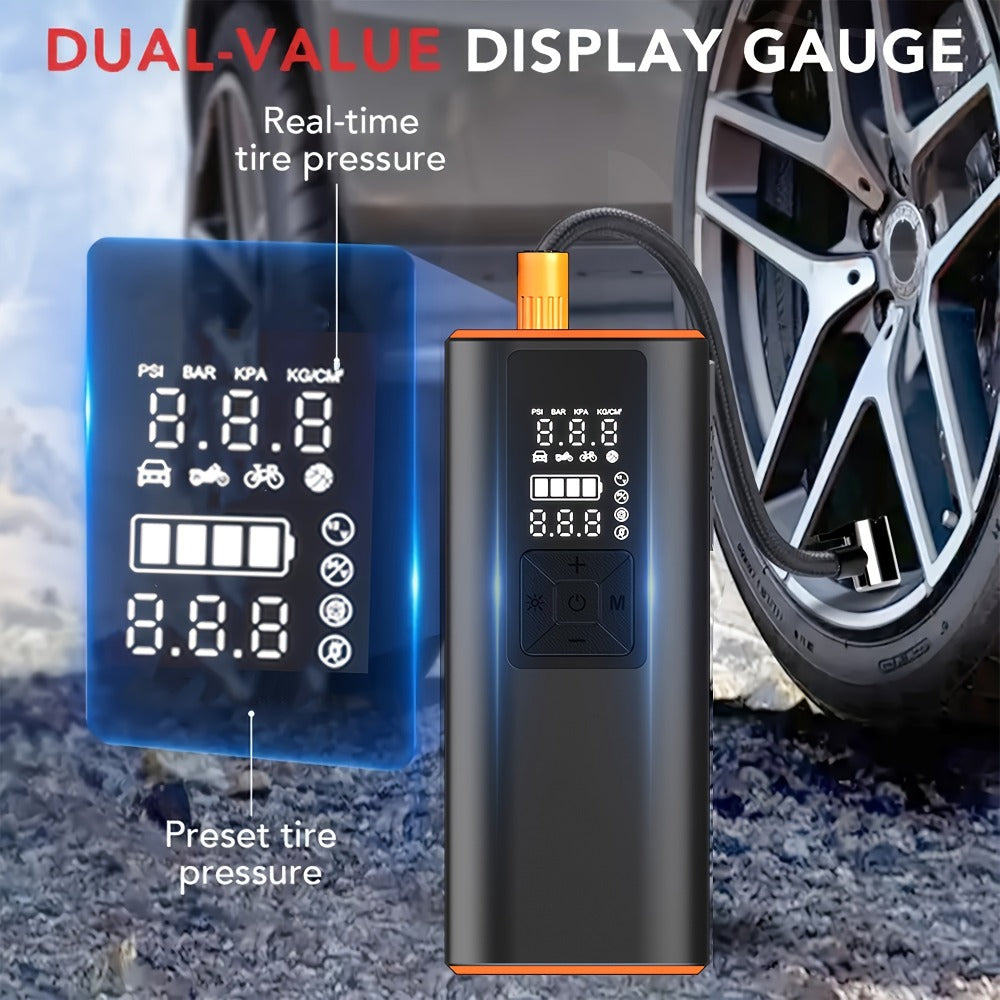150 PSI Cordless Tire Inflator with 6000mAh Battery, Digital Pressure Gauge, LED Light and USB-C Charging