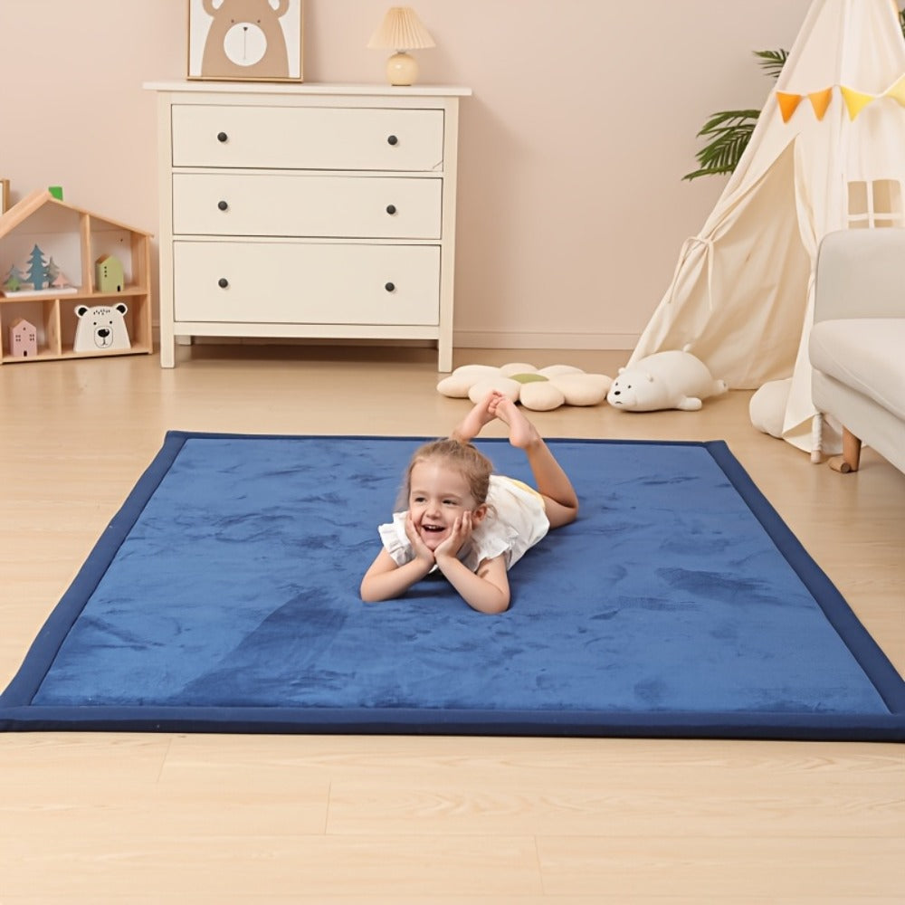 Padded Tatami-Style Area Rug in Six Solid Colors with 50-Inch Square to 79 x 118-Inch Sizes