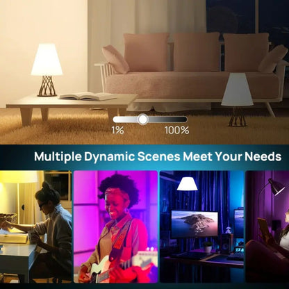 A19 E26 Wi-Fi Smart Light Bulbs with RGB Color and White Modes in Two-, Four- or Six-Bulb Packs