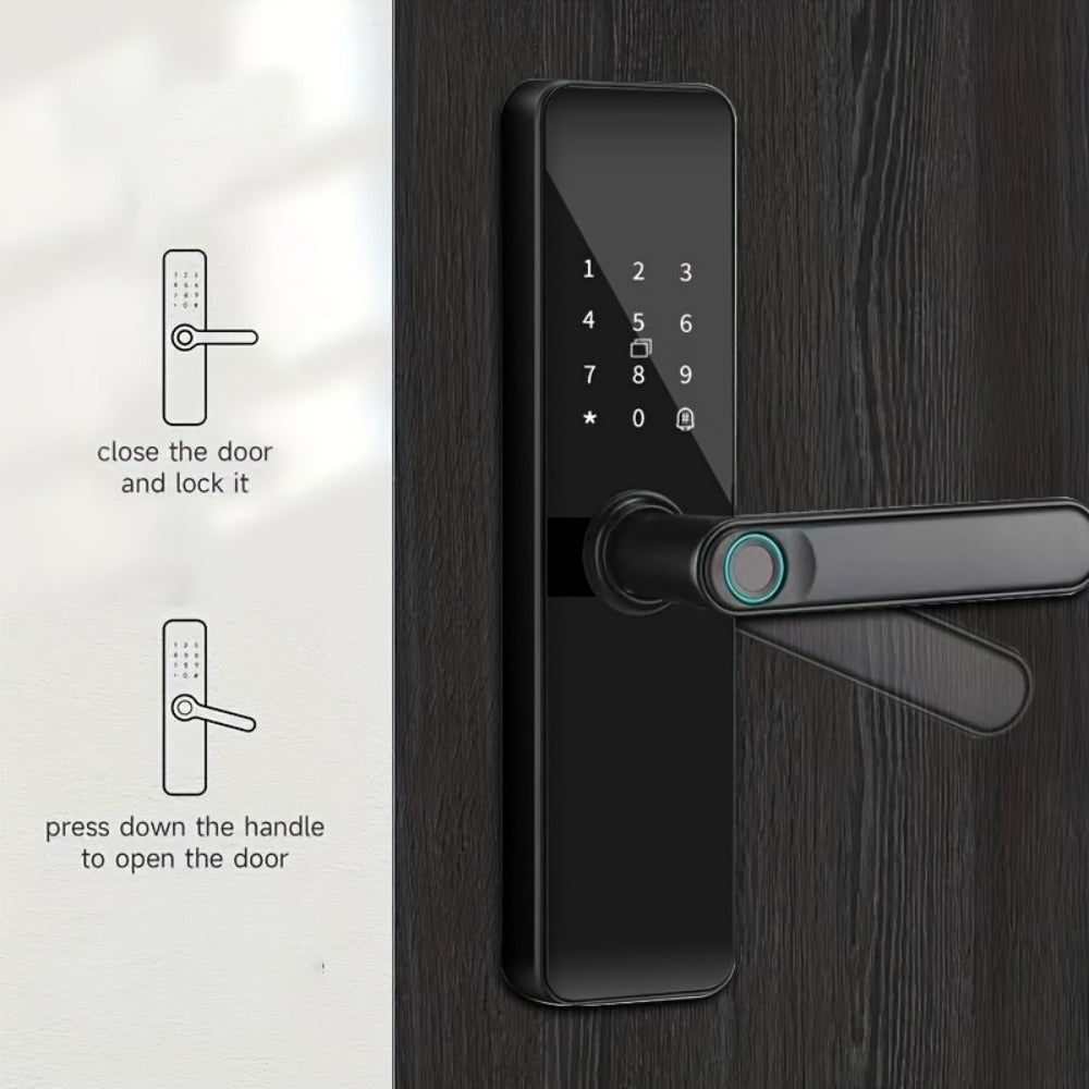 Fingerprint Smart Door Lock with WiFi App Keypad – 4-in-1 & 7-in-1 Keyless Entry, Wide-Angle Camera Option, Cat Eye Style, No Key Needed, for Home Rental Airbnb Office Hotel, iOS Android, Black