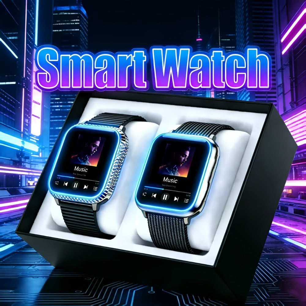 Smartwatch with Wireless Calling, Music Control, Sport Modes and One- or Two-Watch Packs for Couples