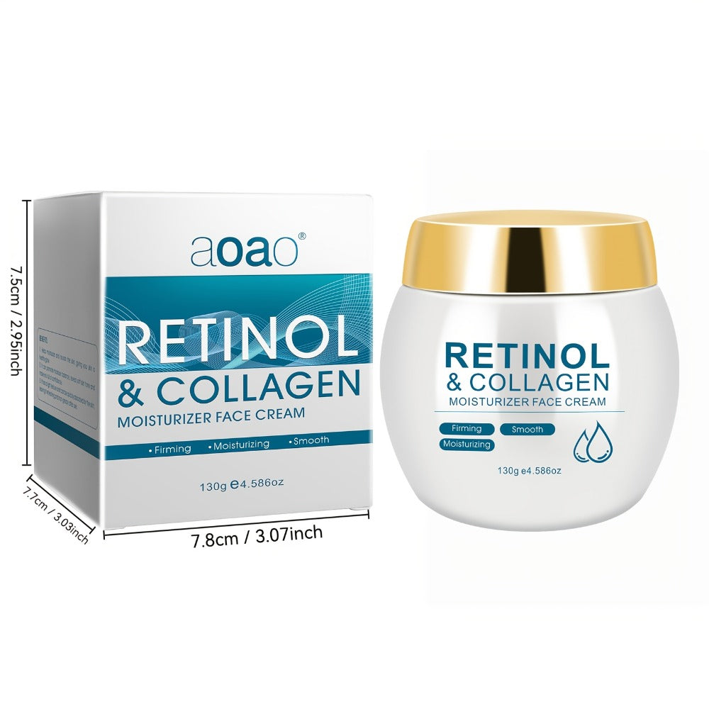 Face Cream Retinol and Collagen 130g Jar or Retinol Essence Option for Day and Night Skin Care