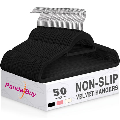 Velvet Hangers Non-Slip Slim Space Saving Clothes Hangers, Premium Flocked Suit Hangers for Closet Organization, Ultra Thin Strong Coat Hangers for Shirts Dresses Pants, 20 or 50 Pack Black Beige Pink