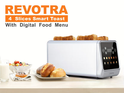 Long-Slot Four-Slice Toaster with Touch Screen, Six Shade Levels and Removable Slide-Out Crumb Tray