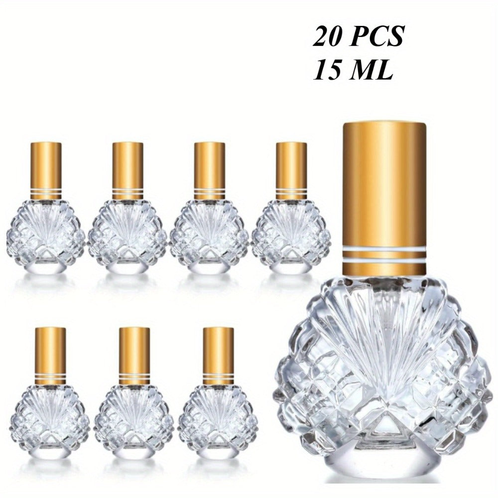 Glass Perfume Atomizer Bottles 15ml 20 Pack Gold Refillable Fine Mist Spray Travel Fragrance Bottles with 5 Funnels and 5 Pipettes for Perfume Cologne Essential Oil Decanting Sampling Gift Set