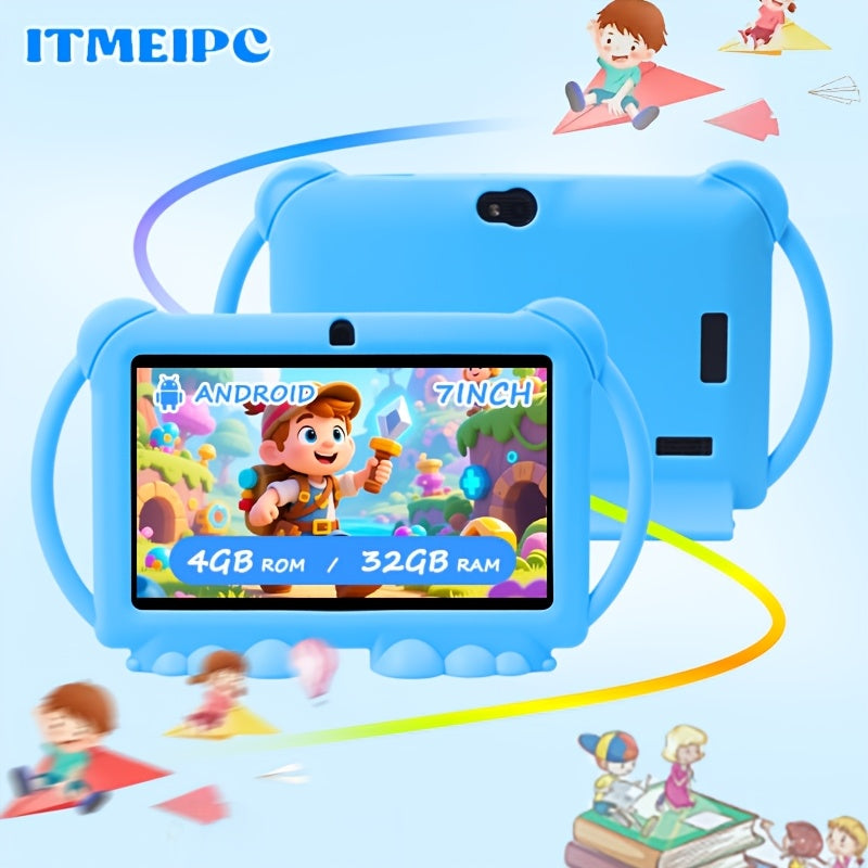 Kids Tablet 7 Inch with Android 14, 4GB RAM, 32GB Storage, WiFi 6, Dual Cameras and Protective Case