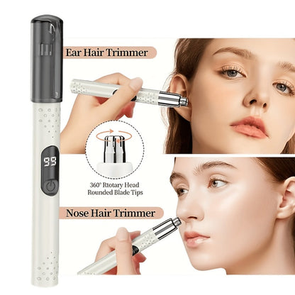 Rechargeable Nose, Ear and Eyebrow Hair Trimmer in Green with Stainless Steel Cutting Head and USB Charging