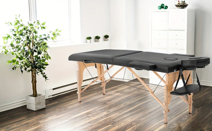 2-Fold Portable Massage Table with Face Cradle & Carrying Bag, Adjustable Height PU Leather Lash Bed for