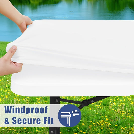 Tablecloth Elastic Cover Set for 6-Foot Rectangle Tables in 3, 6, 9 or 12 Pieces and Three Colors