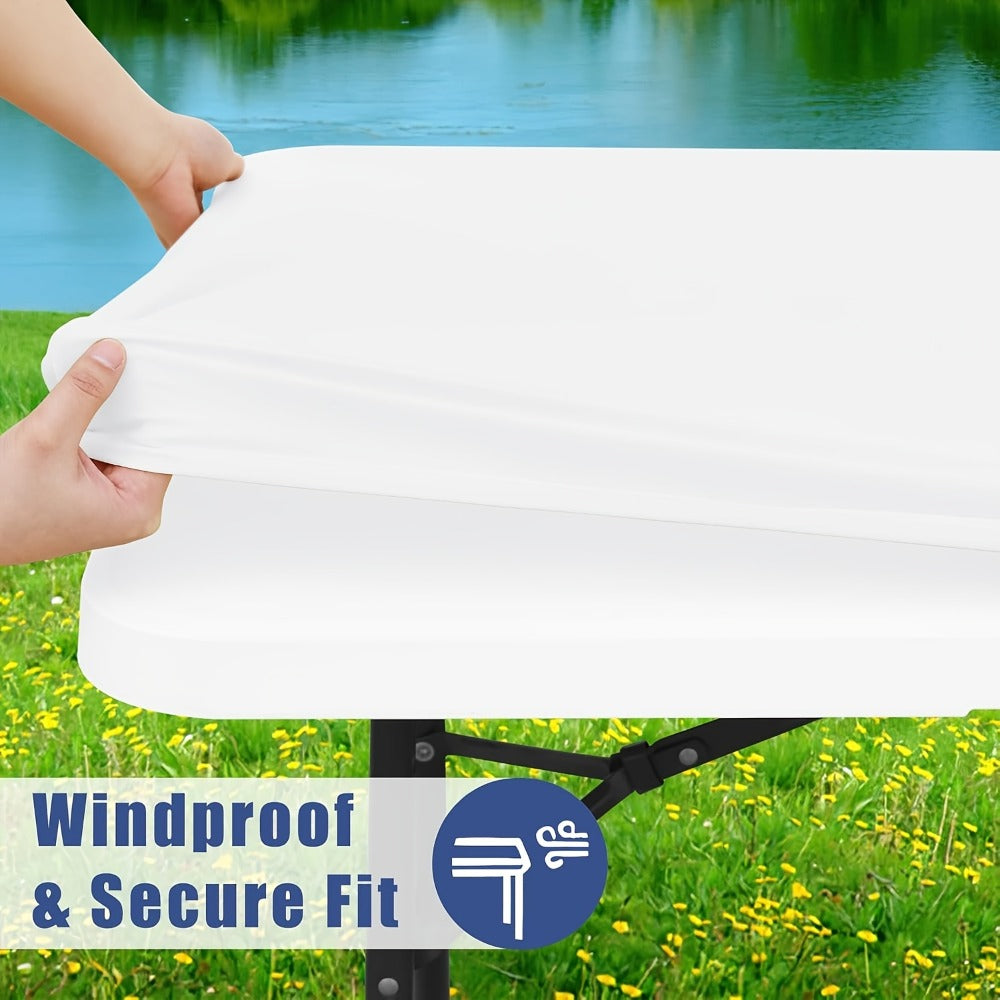 Tablecloth Elastic Cover Set for 6-Foot Rectangle Tables in 3, 6, 9 or 12 Pieces and Three Colors