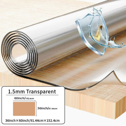 Clear PVC Tablecloth Table Protector 1.5mm Thick Transparent Table Cover Heat Resistant Scratch Resistant Waterproof Desk Mat for Dining Table Home Office Restaurant Coffee Table Multiple Sizes