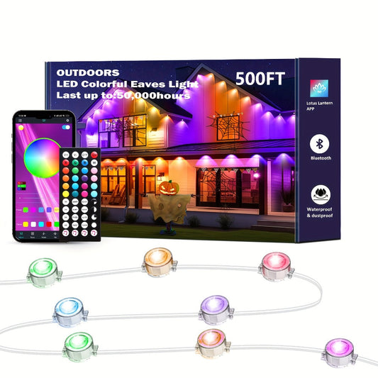 Permanent Outdoor Lights for Eaves RGB Color Changing – Music Sync, Dimmable, Timer | Multicolor & Warm White | 19FT to 200FT | Christmas Holiday Roofline Lighting