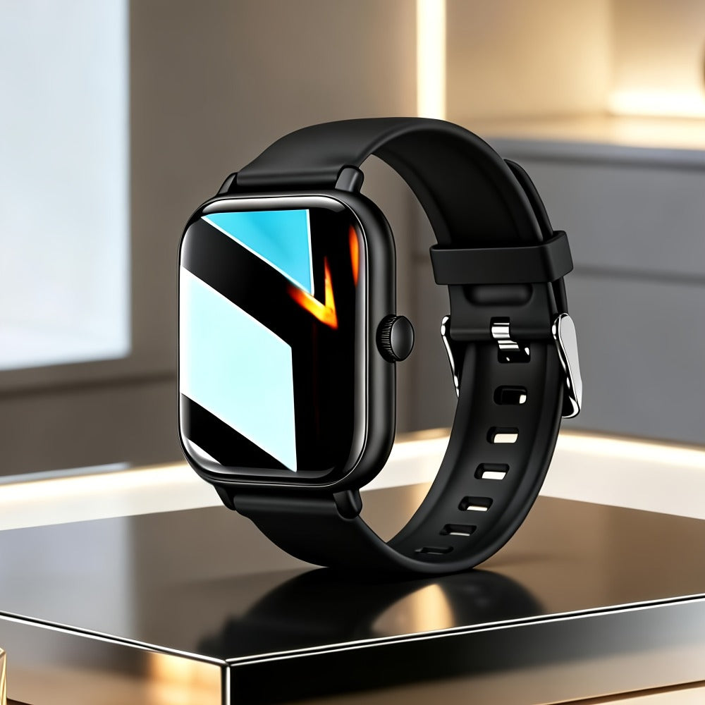 Couple's Set Smartwatch with Voice Assistant – Wireless Calling, Built-in Speaker, Music Control, Fitness Tracker – Matching His & Hers Gift Set Black Pink Silver – iPhone & Android Compatible