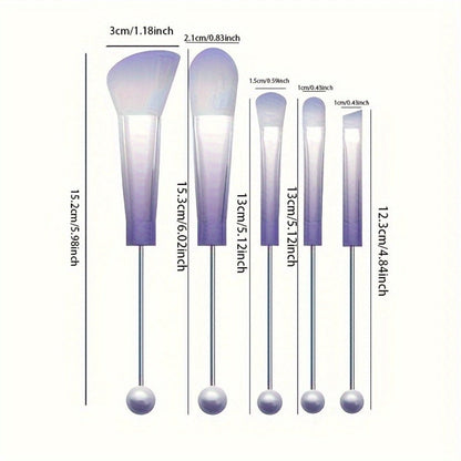 Makeup Brush Set, 15-Piece Bead-Ready Metal Handle Collection with Powder, Blush, Eyeshadow and Angled Brush Shapes