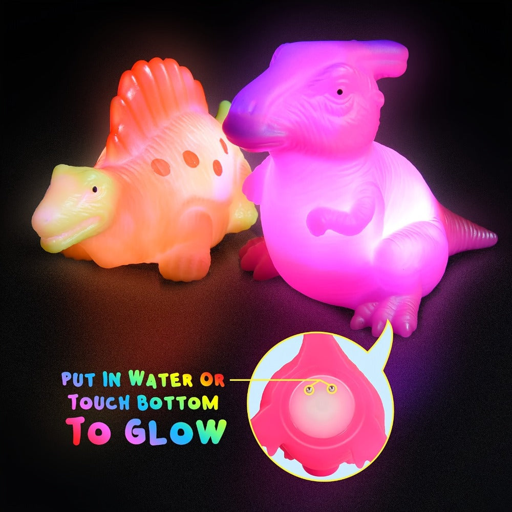 Light Up Floating Dinosaur Bath Toys for Kids – Glowing LED Bathtub & Pool Toy Set 2/4/6/8/12pcs | Animal Park, Marine & Colorful Themes | Toddler Boys & Girls Birthday Christmas Gift