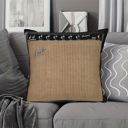 Throw Pillow Cover Guitar Amplifier Music Themed Decorative Cushion Case 18x18 Inch Zipper Polyester Machine Washable Gift for Guitarist Musician Living Room Bedroom Sofa Decor