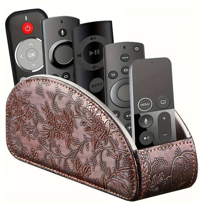 Faux Leather Desktop Organizer 5 Compartments – Multifunctional Remote Control Holder Caddy, Pen Holder Storage Box for Remote Controls, Pens, Eyeglasses, Makeup Brushes & Office Stationery, 10 Styles