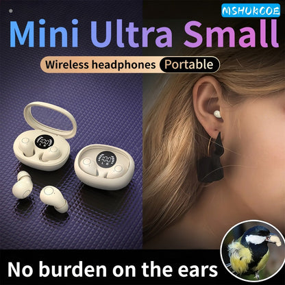 Invisible Sleep Earbuds Bluetooth 5.4 Mini Ultra Compact True Wireless – Noise Cancelling Hi-Fi All Day Wear Touch Control USB-C for Running Sleeping Compatible with All Phones